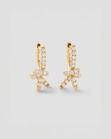 Jennifer Fisher Knot Micro Huggie in 18K Yellow Gold with Pavé White Diamonds | Thumbnail 2 Jennifer Fisher Knot Micro Huggie in 18K Yellow Gold with Pavé White Diamonds | Thumbnail 2