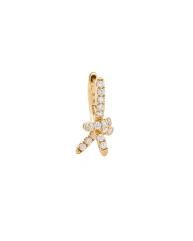 Jennifer Fisher Knot Micro Huggie in 18K Yellow Gold with Pavé White Diamonds | Thumbnail 1 Jennifer Fisher Knot Micro Huggie in 18K Yellow Gold with Pavé White Diamonds | Thumbnail 1