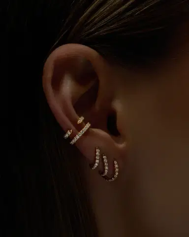 Jennifer Fisher Pin Ear Cuff with Pave White Diamonds in 18K Yellow Gold | Thumbnail 2 Jennifer Fisher Pin Ear Cuff with Pave White Diamonds in 18K Yellow Gold | Thumbnail 2