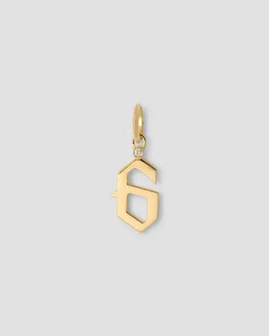 Jennifer Fisher Gothic Number Charm with Diamond in 18K Yellow Gold | Thumbnail 2 Jennifer Fisher Gothic Number Charm with Diamond in 18K Yellow Gold | Thumbnail 2