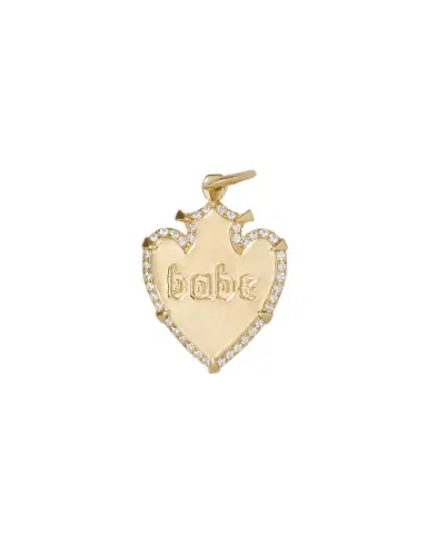 Jennifer Fisher Personalized Heart Shield with Pave White Diamonds in 18K Yellow Gold | Thumbnail 1 Jennifer Fisher Personalized Heart Shield with Pave White Diamonds in 18K Yellow Gold | Thumbnail 1