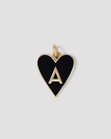 Jennifer Fisher Large Gold Border Enamel Heart With Letter in 18K Yellow Gold | Thumbnail 2 Jennifer Fisher Large Gold Border Enamel Heart With Letter in 18K Yellow Gold | Thumbnail 2