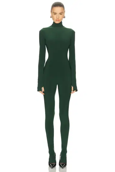 Norma Kamali Long Sleeve Slim Fit Turtleneck Catsuit | Thumbnail 1 Norma Kamali Long Sleeve Slim Fit Turtleneck Catsuit | Thumbnail 1