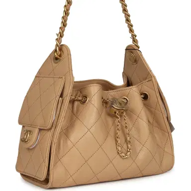 Chanel Chanel Mini 25 Hobo Bag Beige Caviar Antique Gold Hardware | Thumbnail 2 Chanel Chanel Mini 25 Hobo Bag Beige Caviar Antique Gold Hardware | Thumbnail 2
