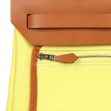 HERMÈS Hermes Herbag Zip PM 31 Jaune Citron Toile H Canvas and Fauve Vache Hunter Palladium Hardware | Thumbnail 10 HERMÈS Hermes Herbag Zip PM 31 Jaune Citron Toile H Canvas and Fauve Vache Hunter Palladium Hardware | Thumbnail 10