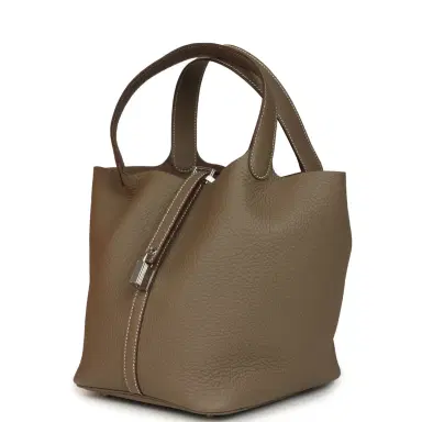 HERMÈS Hermes Picotin Lock 22 Etoupe Clemence Palladium Hardware | Thumbnail 3 HERMÈS Hermes Picotin Lock 22 Etoupe Clemence Palladium Hardware | Thumbnail 3