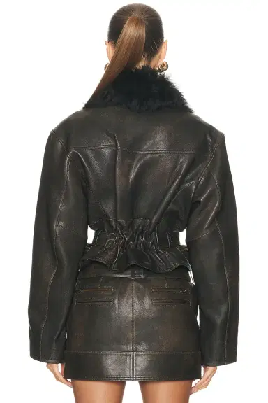 Alex Perry Cropped Leather Biker Jacket | Thumbnail 3 Alex Perry Cropped Leather Biker Jacket | Thumbnail 3