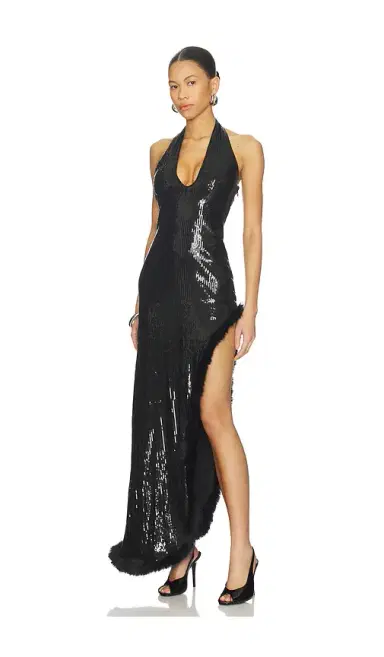 Runaway The Label Courtney Faux Fur Trim Maxi Dress | Thumbnail 2 Runaway The Label Courtney Faux Fur Trim Maxi Dress | Thumbnail 2