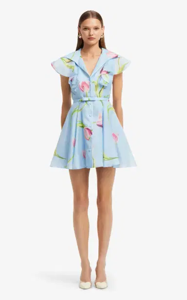 LEO LIN Isla Floral-Print Button-Up Linen-Silk Mini Dress | Thumbnail 2 LEO LIN Isla Floral-Print Button-Up Linen-Silk Mini Dress | Thumbnail 2