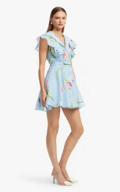 LEO LIN Isla Floral-Print Button-Up Linen-Silk Mini Dress | Thumbnail 3 LEO LIN Isla Floral-Print Button-Up Linen-Silk Mini Dress | Thumbnail 3