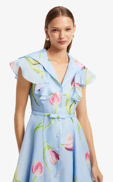 LEO LIN Isla Floral-Print Button-Up Linen-Silk Mini Dress | Thumbnail 4 LEO LIN Isla Floral-Print Button-Up Linen-Silk Mini Dress | Thumbnail 4