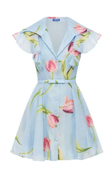 LEO LIN Isla Floral-Print Button-Up Linen-Silk Mini Dress | Thumbnail 6 LEO LIN Isla Floral-Print Button-Up Linen-Silk Mini Dress | Thumbnail 6