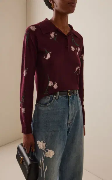 Erdem Merino Floral-Knit Wool-Blend Sweater | Thumbnail 2 Erdem Merino Floral-Knit Wool-Blend Sweater | Thumbnail 2