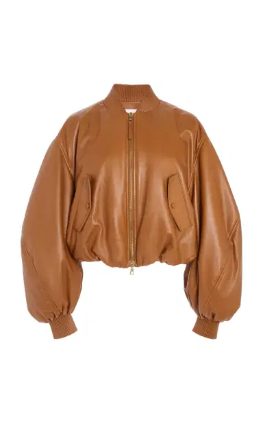 Givenchy Cropped Leather Cocoon Bomber Jacket | Thumbnail 1 Givenchy Cropped Leather Cocoon Bomber Jacket | Thumbnail 1