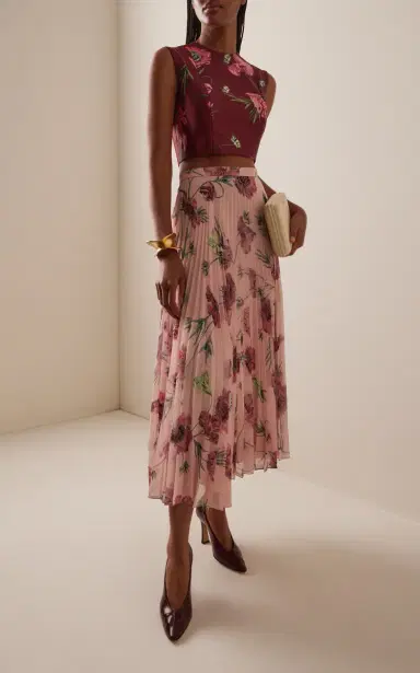 Erdem Floral Plisse Voile Midi Skirt | Thumbnail 2 Erdem Floral Plisse Voile Midi Skirt | Thumbnail 2