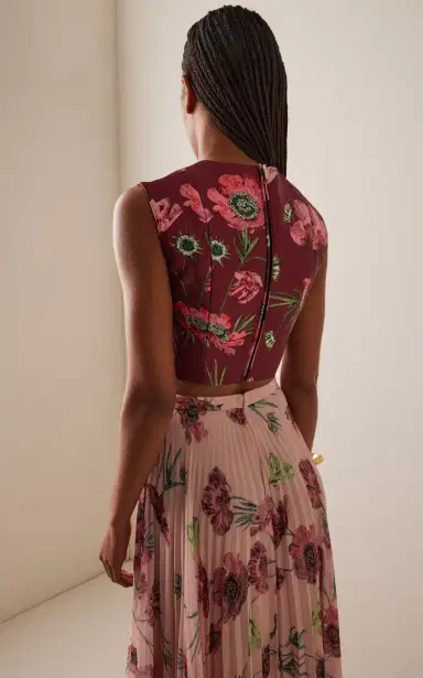 Erdem Floral Textured Satin Cropped Top | Thumbnail 4 Erdem Floral Textured Satin Cropped Top | Thumbnail 4