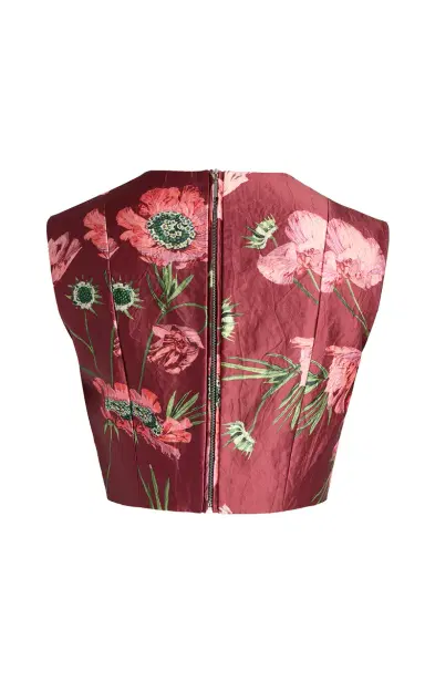 Erdem Floral Textured Satin Cropped Top | Thumbnail 5 Erdem Floral Textured Satin Cropped Top | Thumbnail 5