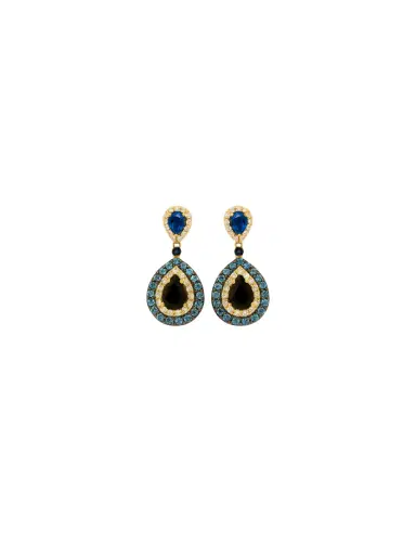 Wish Fine Jewelry 3.03ct Diamond Sappphire 14K Gold Drop Earrings | Thumbnail 1 Wish Fine Jewelry 3.03ct Diamond Sappphire 14K Gold Drop Earrings | Thumbnail 1