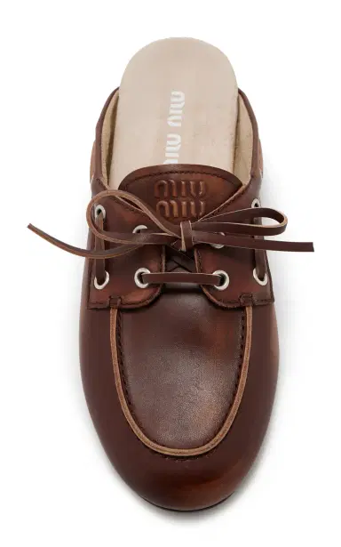 Miu Miu Leather Boat Shoe Mules | Thumbnail 6 Miu Miu Leather Boat Shoe Mules | Thumbnail 6