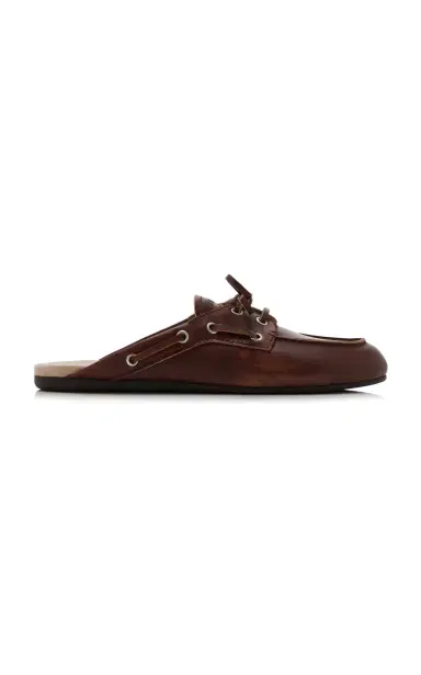 Miu Miu Leather Boat Shoe Mules | Thumbnail 7 Miu Miu Leather Boat Shoe Mules | Thumbnail 7