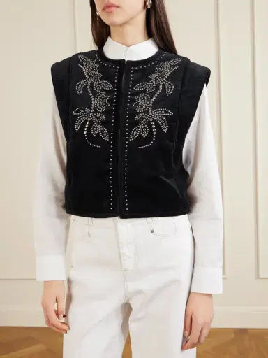 Isabel Marant Poppy Studded Cotton-velvet Vest | Thumbnail 3 Isabel Marant Poppy Studded Cotton-velvet Vest | Thumbnail 3