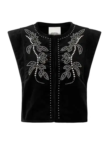 Isabel Marant Poppy Studded Cotton-velvet Vest | Thumbnail 1 Isabel Marant Poppy Studded Cotton-velvet Vest | Thumbnail 1
