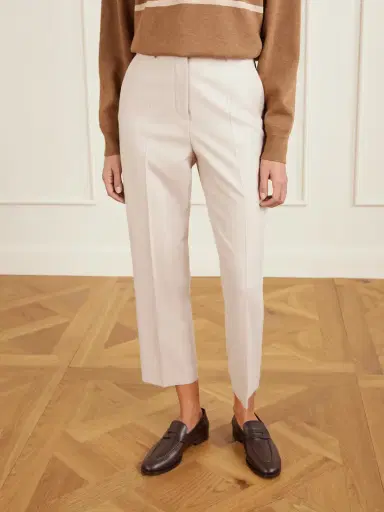 Loro Piana Dermot Cropped Wool And Cashmere-blend Flannel Straight-leg Pants | Thumbnail 3 Loro Piana Dermot Cropped Wool And Cashmere-blend Flannel Straight-leg Pants | Thumbnail 3