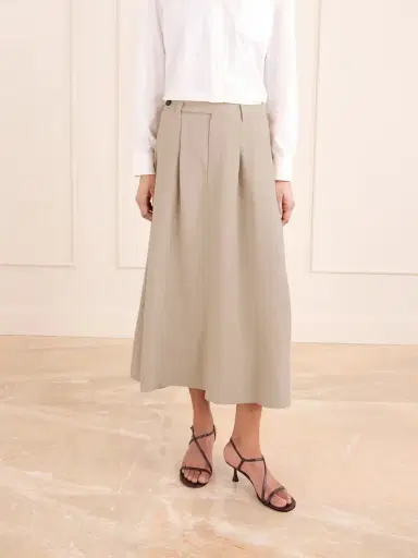 Brunello Cucinelli Embellished Pleated Twill Midi Skirt | Thumbnail 3 Brunello Cucinelli Embellished Pleated Twill Midi Skirt | Thumbnail 3