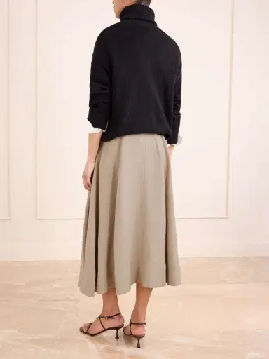 Brunello Cucinelli Embellished Pleated Twill Midi Skirt | Thumbnail 4 Brunello Cucinelli Embellished Pleated Twill Midi Skirt | Thumbnail 4