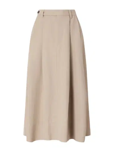 Brunello Cucinelli Embellished Pleated Twill Midi Skirt | Thumbnail 1 Brunello Cucinelli Embellished Pleated Twill Midi Skirt | Thumbnail 1