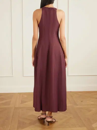 Brunello Cucinelli Paneled Twill Midi Dress | Thumbnail 4 Brunello Cucinelli Paneled Twill Midi Dress | Thumbnail 4