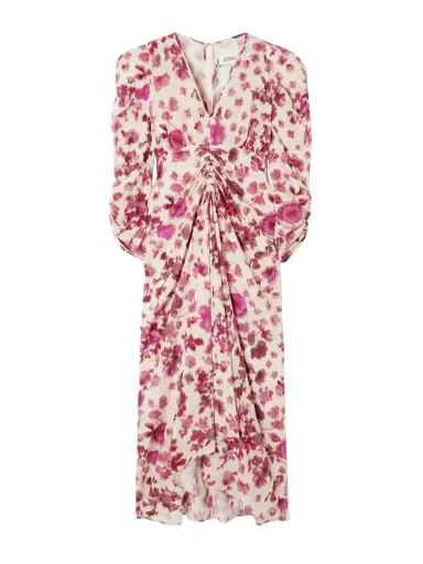 Isabel Marant Albini Gathered Printed Silk-blend Midi Dress | Thumbnail 1 Isabel Marant Albini Gathered Printed Silk-blend Midi Dress | Thumbnail 1