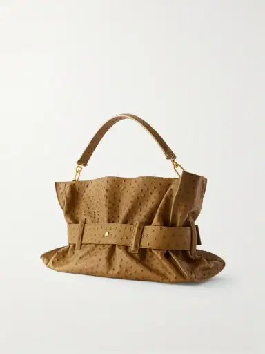 Balmain Anthem Buckled Ostrich-effect Leather Shoulder Bag | Thumbnail 3 Balmain Anthem Buckled Ostrich-effect Leather Shoulder Bag | Thumbnail 3