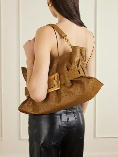 Balmain Anthem Buckled Ostrich-effect Leather Shoulder Bag | Thumbnail 6 Balmain Anthem Buckled Ostrich-effect Leather Shoulder Bag | Thumbnail 6