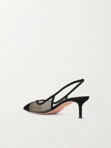 Aquazzura Gia 50 Suede-trimmed Mesh Slingback Pumps | Thumbnail 3 Aquazzura Gia 50 Suede-trimmed Mesh Slingback Pumps | Thumbnail 3