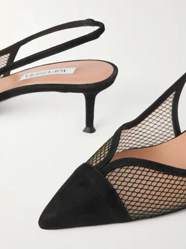 Aquazzura Gia 50 Suede-trimmed Mesh Slingback Pumps | Thumbnail 5 Aquazzura Gia 50 Suede-trimmed Mesh Slingback Pumps | Thumbnail 5