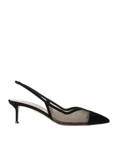 Aquazzura Gia 50 Suede-trimmed Mesh Slingback Pumps | Thumbnail 1 Aquazzura Gia 50 Suede-trimmed Mesh Slingback Pumps | Thumbnail 1