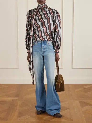 Gucci Horsebit 1955 Leather-trimmed Debossed Suede Shoulder Bag | Thumbnail 2 Gucci Horsebit 1955 Leather-trimmed Debossed Suede Shoulder Bag | Thumbnail 2