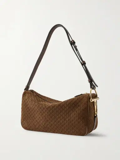 Gucci Horsebit 1955 Leather-trimmed Debossed Suede Shoulder Bag | Thumbnail 4 Gucci Horsebit 1955 Leather-trimmed Debossed Suede Shoulder Bag | Thumbnail 4