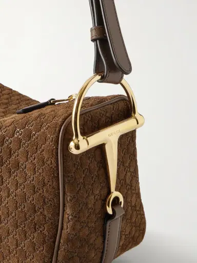 Gucci Horsebit 1955 Leather-trimmed Debossed Suede Shoulder Bag | Thumbnail 5 Gucci Horsebit 1955 Leather-trimmed Debossed Suede Shoulder Bag | Thumbnail 5