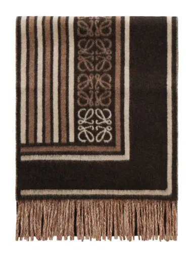 Loewe Fringed Wool And Cashmere-blend Jacquard Scarf | Thumbnail 1 Loewe Fringed Wool And Cashmere-blend Jacquard Scarf | Thumbnail 1