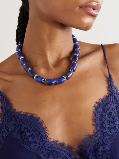 Julietta Donna Rhodium-plated, Lapis Lazuli, Crystal And Enamel Necklace | Thumbnail 2 Julietta Donna Rhodium-plated, Lapis Lazuli, Crystal And Enamel Necklace | Thumbnail 2