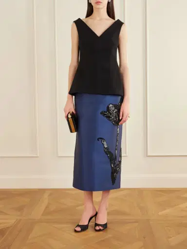 Erdem Sequined Embroidered Satin Midi Skirt | Thumbnail 2 Erdem Sequined Embroidered Satin Midi Skirt | Thumbnail 2