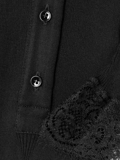 Saint Laurent Scalloped Lace-trimmed Ribbed Jersey Henley Top | Thumbnail 4 Saint Laurent Scalloped Lace-trimmed Ribbed Jersey Henley Top | Thumbnail 4