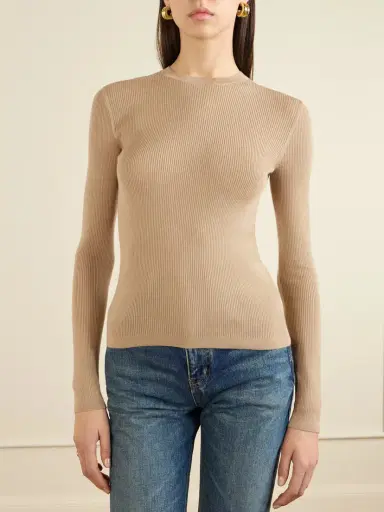 Saint Laurent Ribbed-knit Wool, Cashmere And Silk-blend Top | Thumbnail 3 Saint Laurent Ribbed-knit Wool, Cashmere And Silk-blend Top | Thumbnail 3