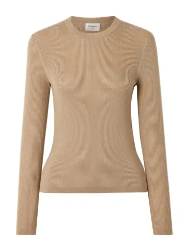 Saint Laurent Ribbed-knit Wool, Cashmere And Silk-blend Top | Thumbnail 1 Saint Laurent Ribbed-knit Wool, Cashmere And Silk-blend Top | Thumbnail 1