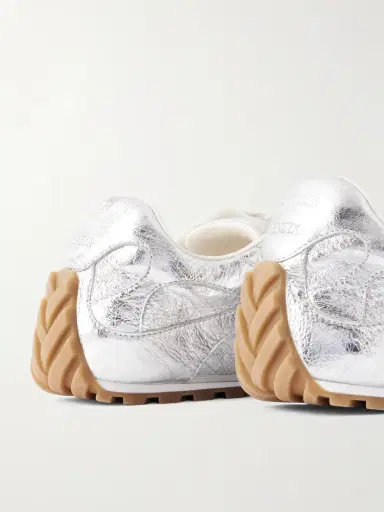 Bottega Veneta Orbit Flash Suede-trimmed Metallic Crinkled-leather Sneakers | Thumbnail 4 Bottega Veneta Orbit Flash Suede-trimmed Metallic Crinkled-leather Sneakers | Thumbnail 4