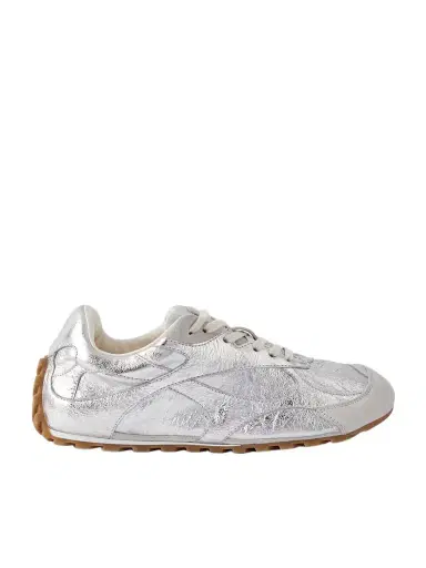 Bottega Veneta Orbit Flash Suede-trimmed Metallic Crinkled-leather Sneakers | Thumbnail 1 Bottega Veneta Orbit Flash Suede-trimmed Metallic Crinkled-leather Sneakers | Thumbnail 1