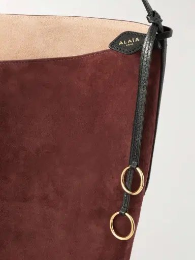 Alaïa Hip Large Logo-detailed Leather-trimmed Suede Bucket Bag | Thumbnail 4 Alaïa Hip Large Logo-detailed Leather-trimmed Suede Bucket Bag | Thumbnail 4