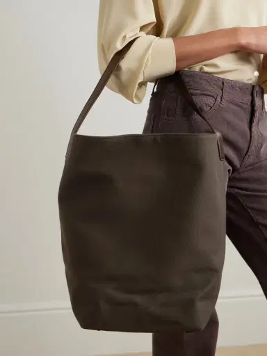 The Row N/s Large Leather-trimmed Cotton-twill Tote | Thumbnail 2 The Row N/s Large Leather-trimmed Cotton-twill Tote | Thumbnail 2